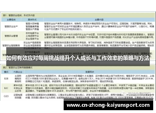 如何有效应对每周挑战提升个人成长与工作效率的策略与方法